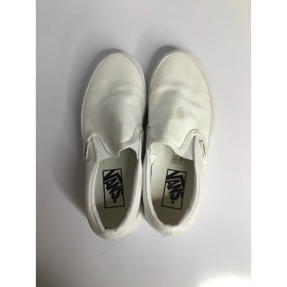 Vans Slip-On Shoes Womens 6 White Good Canvas Low Top Sneakers casual trendy